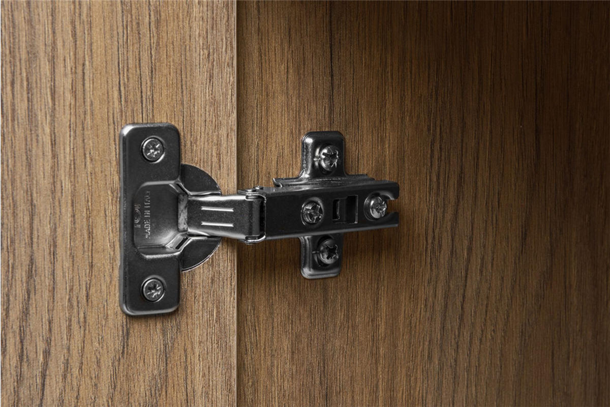 KOMBIKOMMODE FRISK 2 Türen und 4 Schubladen, Eiche natur - Eichefarben/Schwarz, Eichenholz/Holzwerkstoff (150/81/46cm) - KONSIMO®