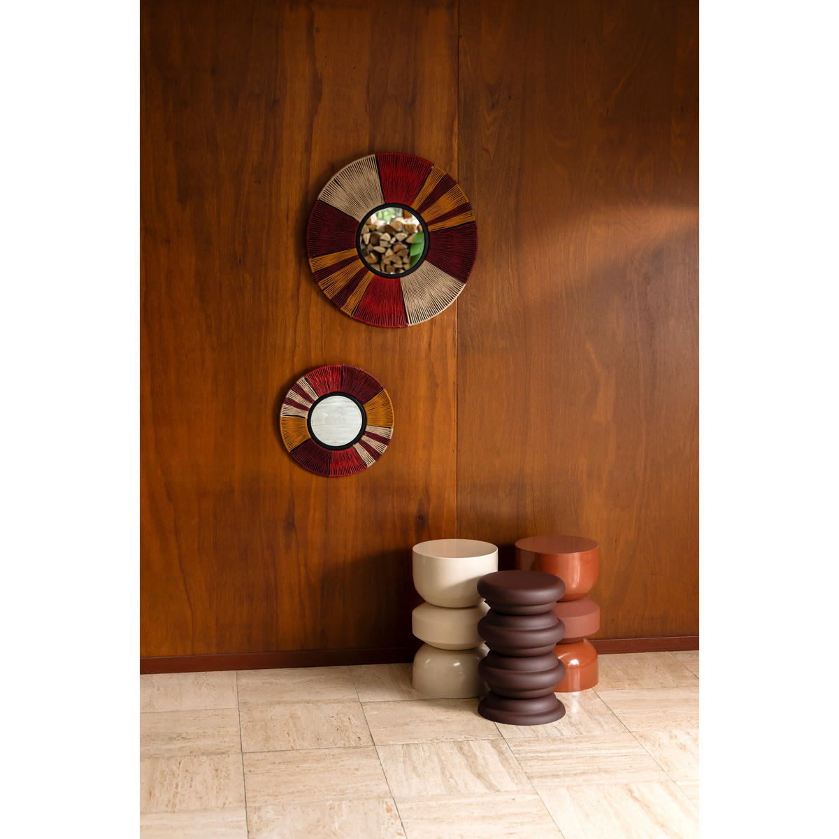BEISTELLTISCH Apollo Terra/ Braun - Rot, Metall (29/29/48cm) - Dutchbone