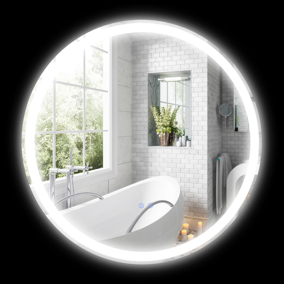 BADEZIMMERSPIEGEL DE-15146 mit 3 LED-Farben und dimmbar Weiß/Silber - Silberfarben, Metall (70/3.4/70cm) - ComfortXL