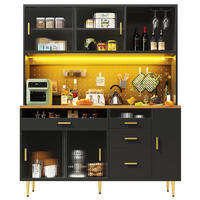 HOCHSCHRANK 145x39x171Cm LED Lochwandregal Schwarz - Schwarz, Glas (145/171/24cm) - FLIEKS