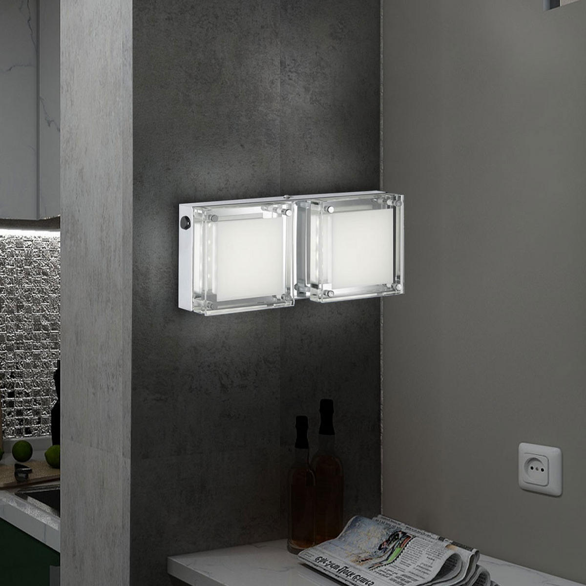 LED WANDLEUCHTE Metall Silber - Silberfarben, Glas (120/12/28cm) - Wofi