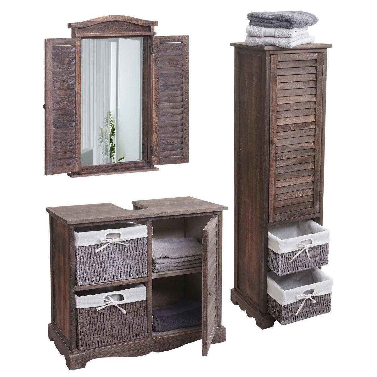 BADEZIMMERSET Braun - Braun, Holz (76/120/31cm) - MCW