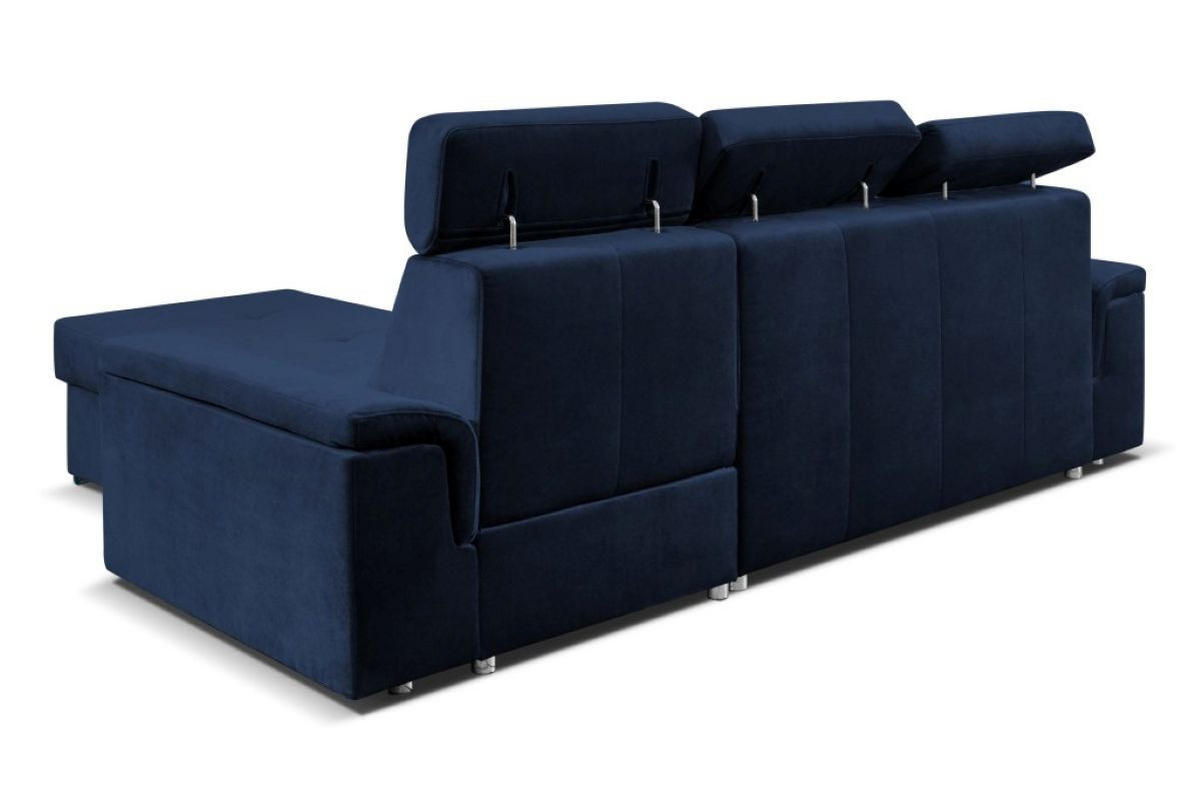 ECKSOFA Monaco L-Form mit Schlaffunktion und Bettkasten 245 cm, dunkelblau - Dunkelblau, Holz/Kunststoff (245/163cm) - Margaret Hadas24