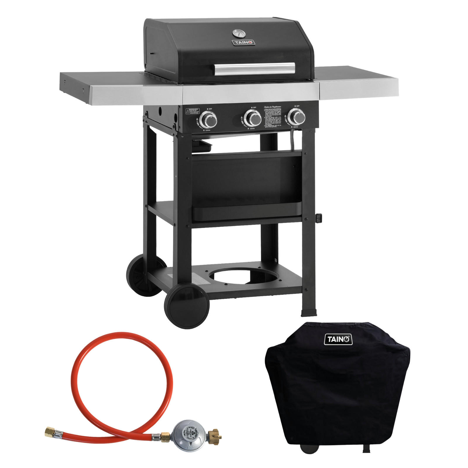 GASGRILL WABAYA 3+1 + Haube - Schwarz, Metall (112/103/53cm) - TAINO