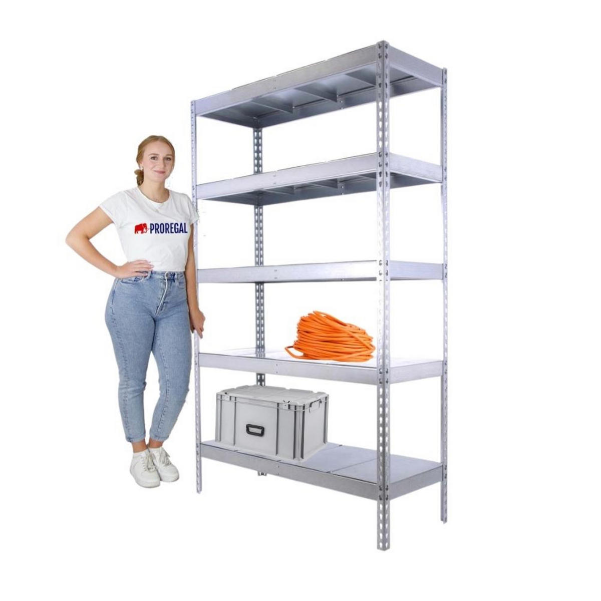 SCHWERLASTREGAL METAL BEAST FIVE | HxBxT 200x240x75cm | Fachlast 400kg | Verzinkt - Silberfarben, Metall (240/200/75cm) - PROREGAL