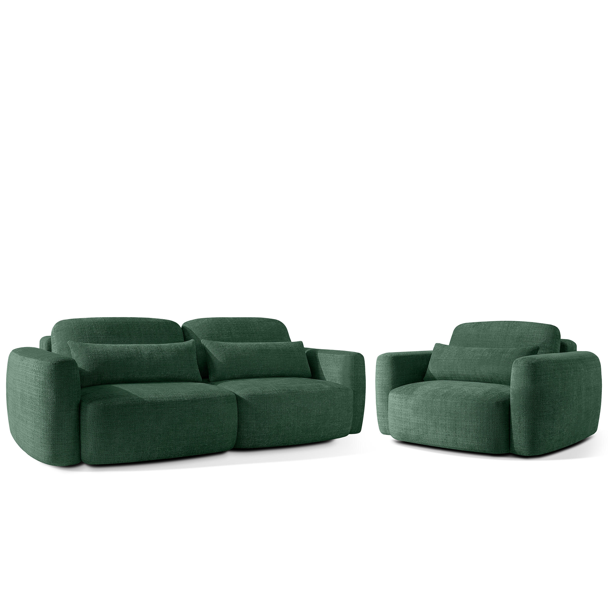 SITZGARNITUR ELOSA - Grün, Holz/Textil (245/85/115cm) - KONSIMO®