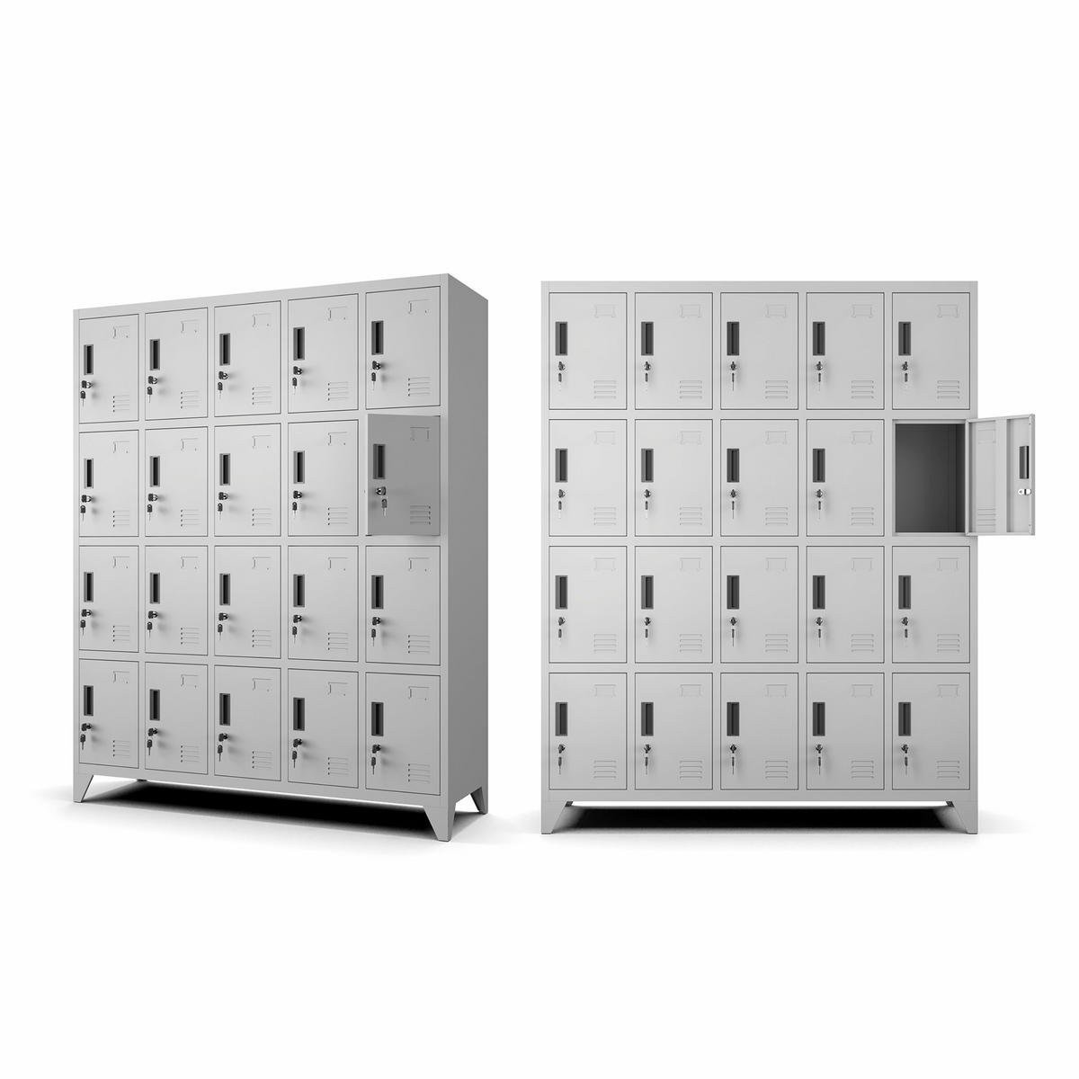 MEHRZWECKSCHRANK aus Metall mit 20 Fächer Hellgrau 136x172x45cm - Hellgrau, Metall (136/172/45cm) - Muralo