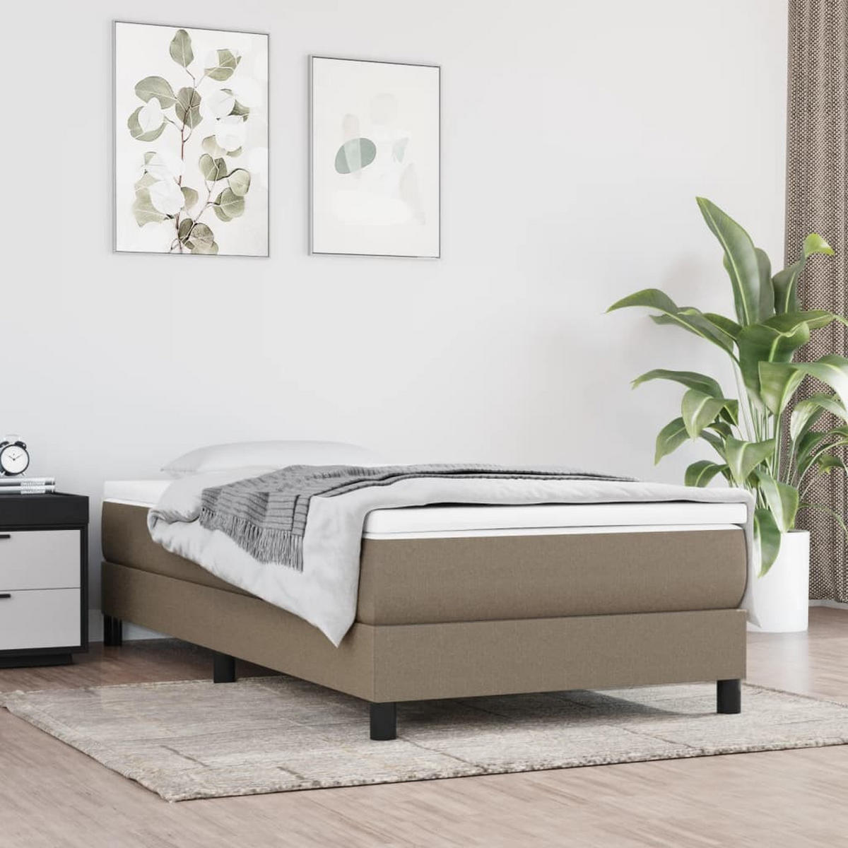BETTGESTELL Taupe 90/200 Cm Stoff - Taupe, Holzwerkstoff (90/200cm) - vidaXL