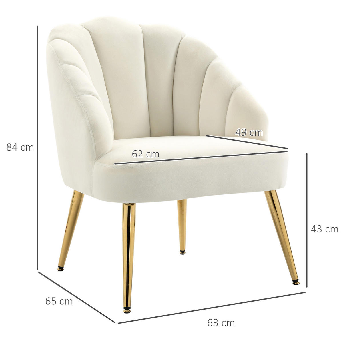 ARMLEHNENSTUHL Creme 1 Stück - Creme, Textil (63/84/65cm) - GiPP