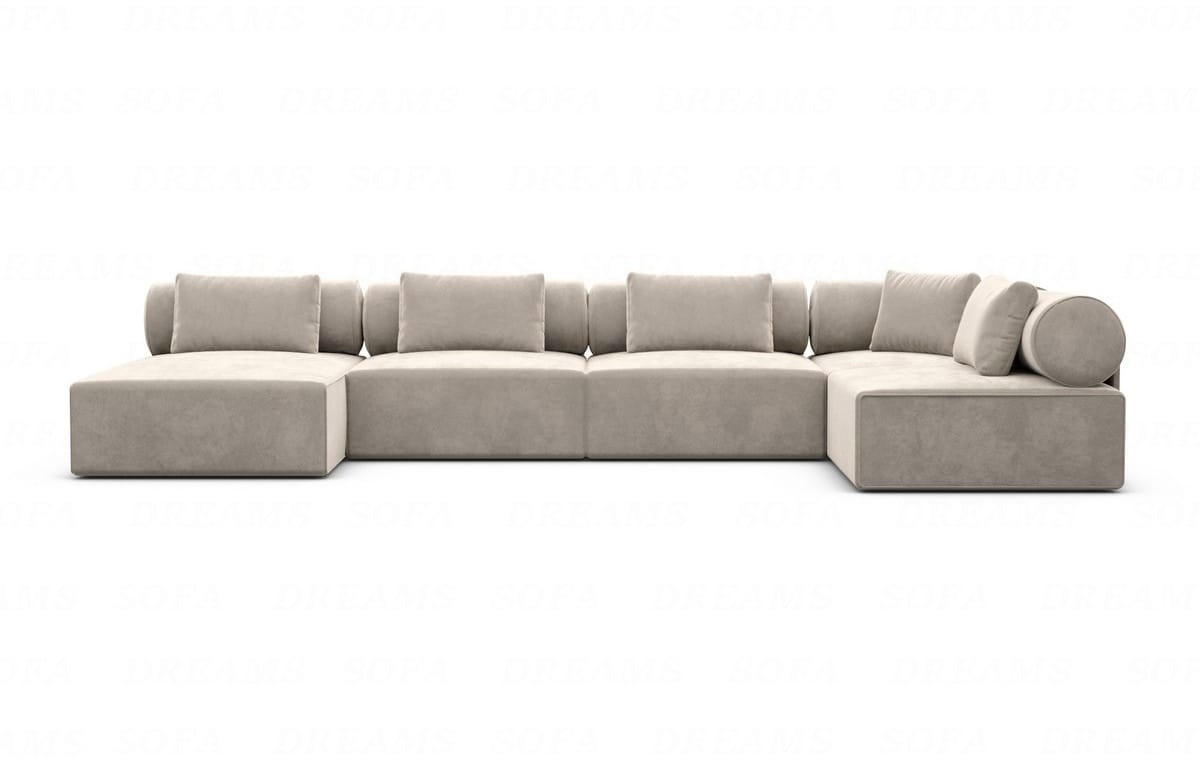 WOHNLANDSCHAFT Cipriani Sand Samtstoff - Sandfarben, Kunststoff (400/77/200cm)