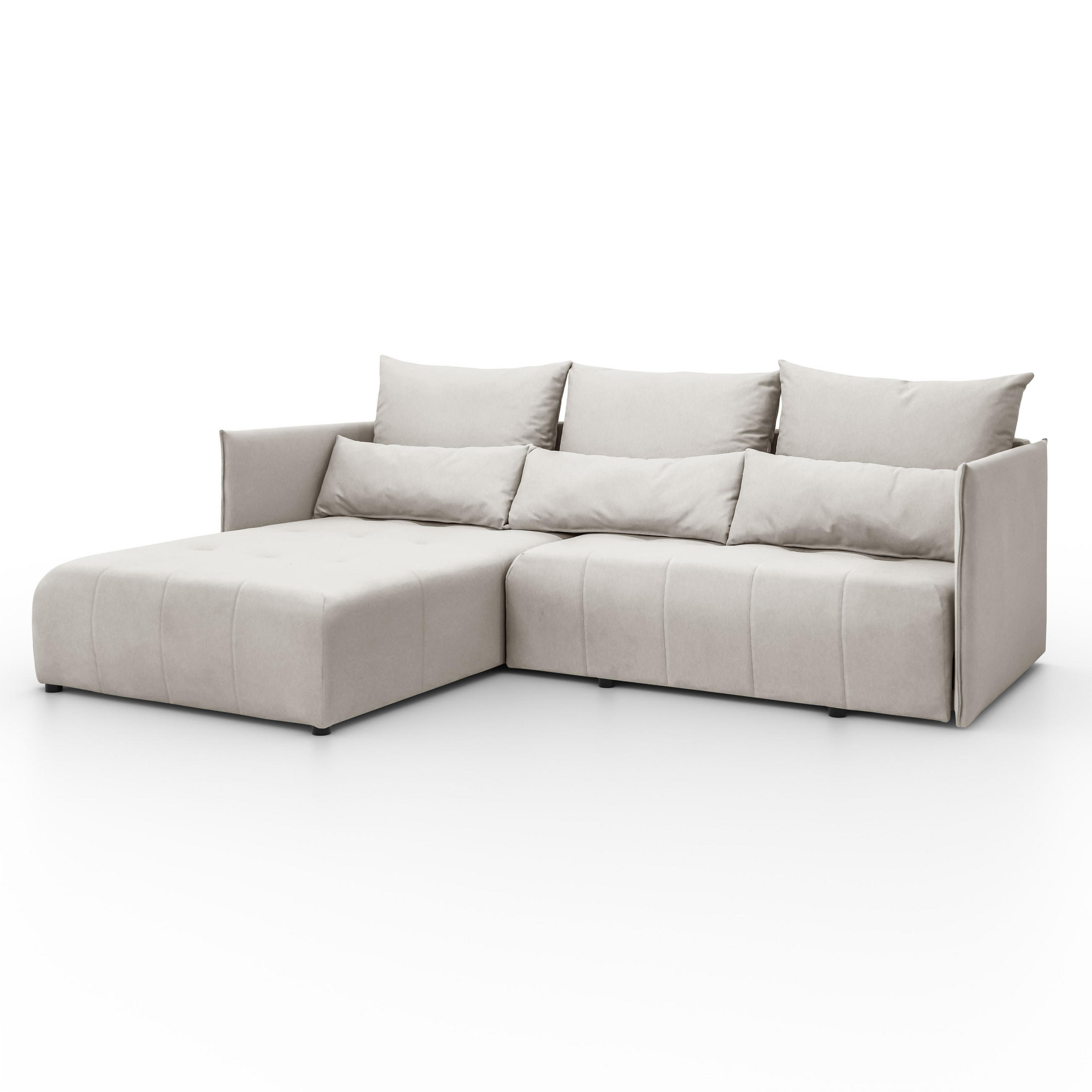 ECKSOFA L-Form Hannover stoff Castel Ecru Links - Ecru, Holz (188/246cm) - Kaiser Möbel