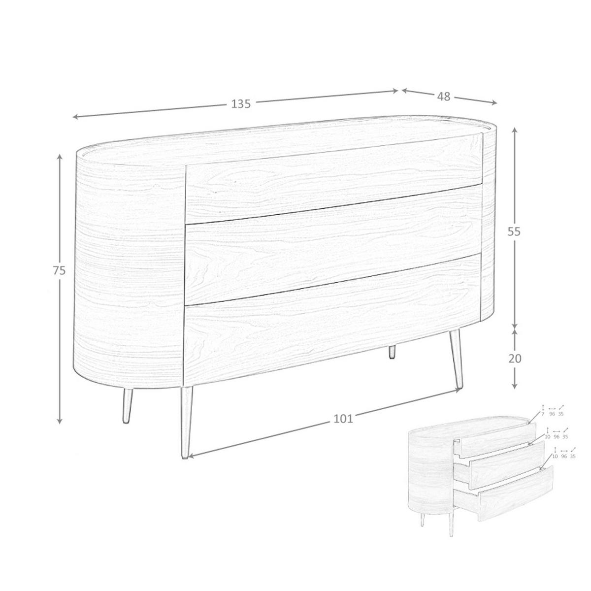 KOMMODE Kommode aus Nussbaumholz und schwarzem Stahl Ø135/48/75 cm - Walnussfarben/Schwarz, Holz (135/75/48cm) - ANGEL CERDA