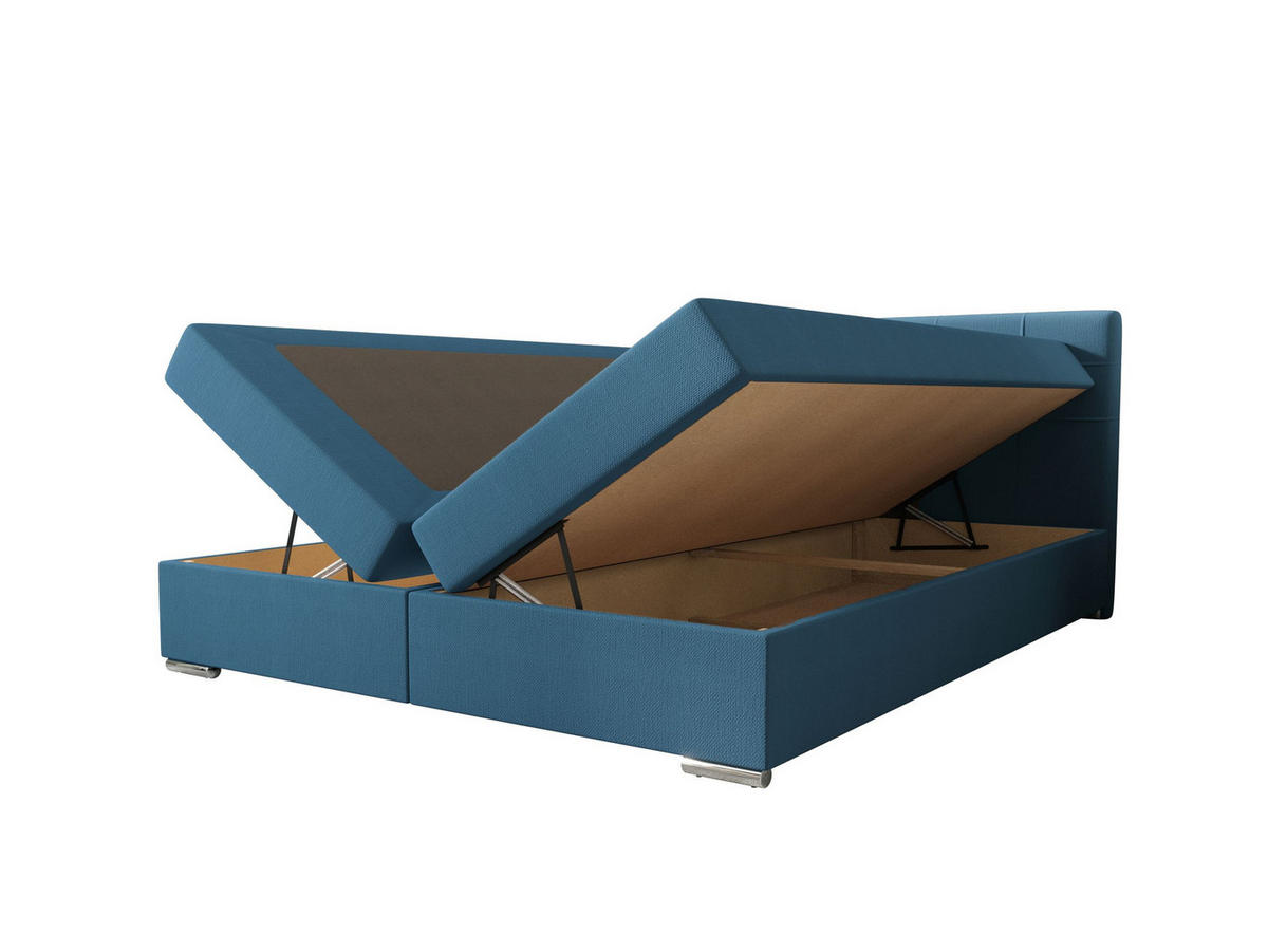 BOXBETT ZILANO 1 mit Matratze H3 und Topper 140x200 Cosmic 5 - Blau, Holz/Textil (140/200cm) - Bedante