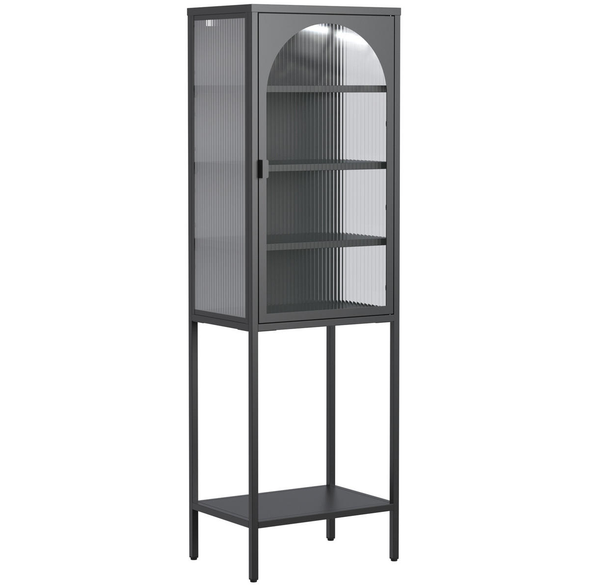 VITRINENSCHRANK aus Metall und Glas 50x35x160 cm Schwarz mit verstellbaren Einlegeböden und abschließbarer Tür - Schwarz, Glas (50/160/35cm) - Modfu