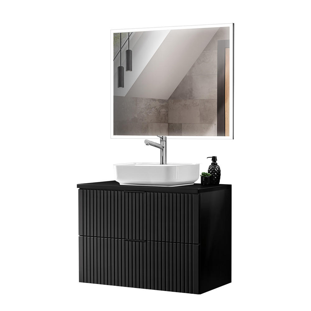 Lomado Badmöbel-Set Schwarz 83x200x47 cm
