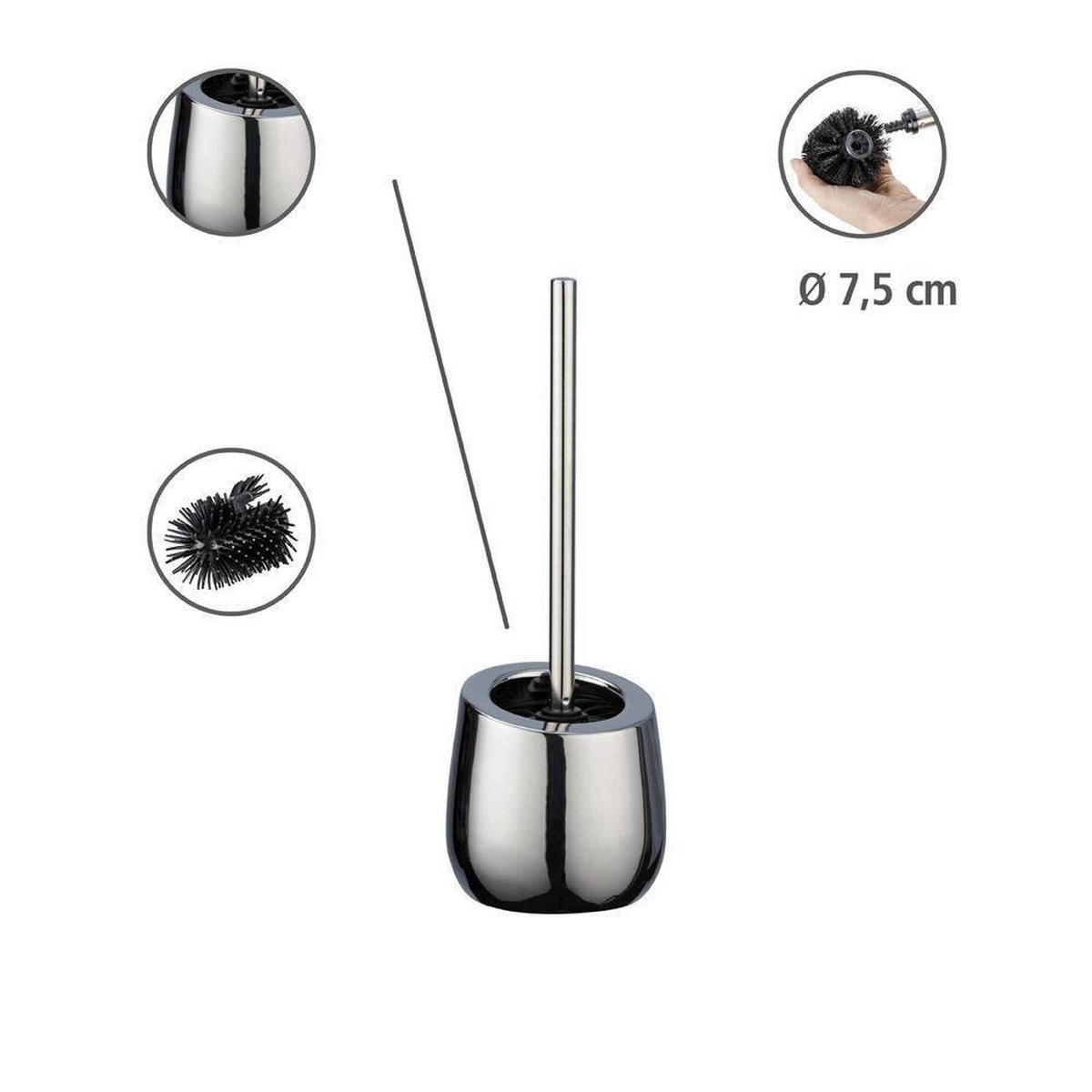 WC-BÜRSTE Badi 13,5/13,5/38 cm - Silberfarben, Keramik (13.5/38/13.5cm) - Wenko