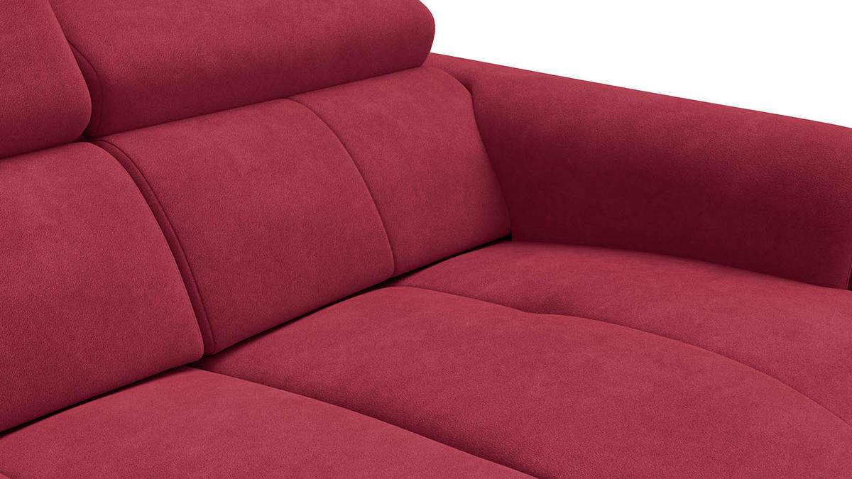 RELAXSOFA RODEN 2-Sitzer mit 2 Relax, rostrot, Veloursstoff - Rot, Holz/Textil (148/82/103cm) - Wozimo
