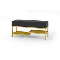 POLSTERBANK MELLO 80 Schwarz, Goldenes Metallgestell - Goldfarben/Schwarz, Textil/Metall (80/45/35cm) - Bettso