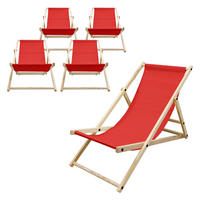STRANDLIEGE 5er Set Rot - Rot, Holz (52/83/117cm) - ECD-Germany