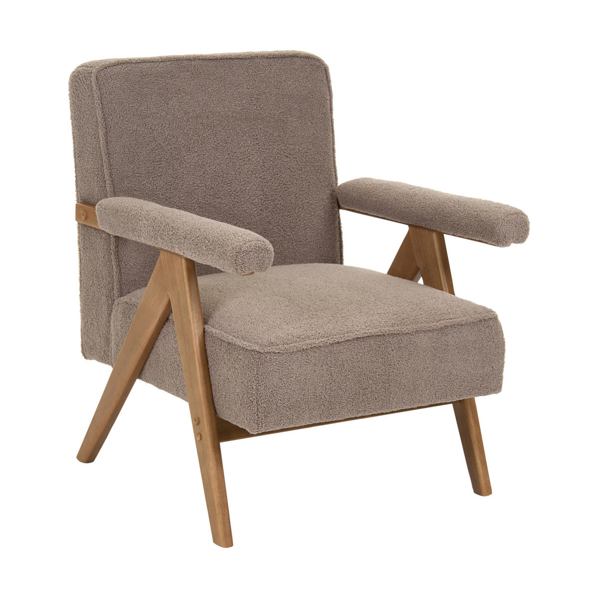 SESSEL Bouclé Taupe Evje - Taupe/Beige, Textil (70/81/72cm) - Beliani