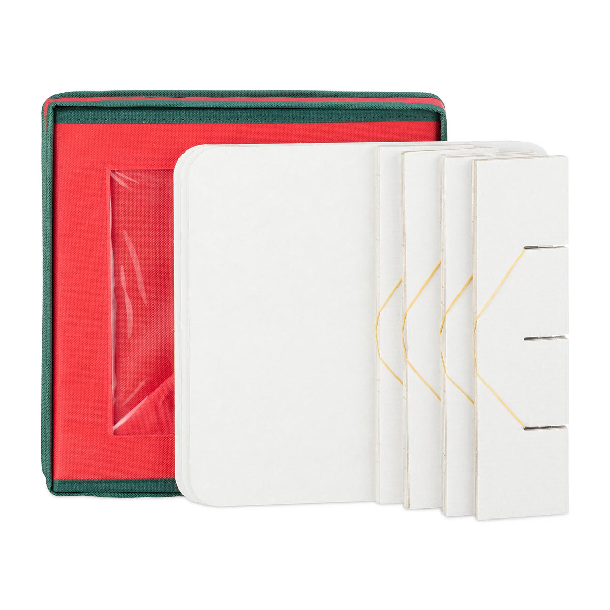 2XWEIHNACHTSKUGEL-AUFBEWAHRUNGSBOX - Rot, Papier/Kunststoff (32/33/32cm) - Relaxdays