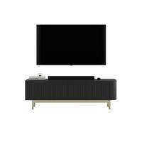 TV stolek Aurora černý matný 140 cm se zlatým kovovým rámem - černá/zlatá, kov/kompozitní dřevo (140/44/35cm) - Meble Lindner