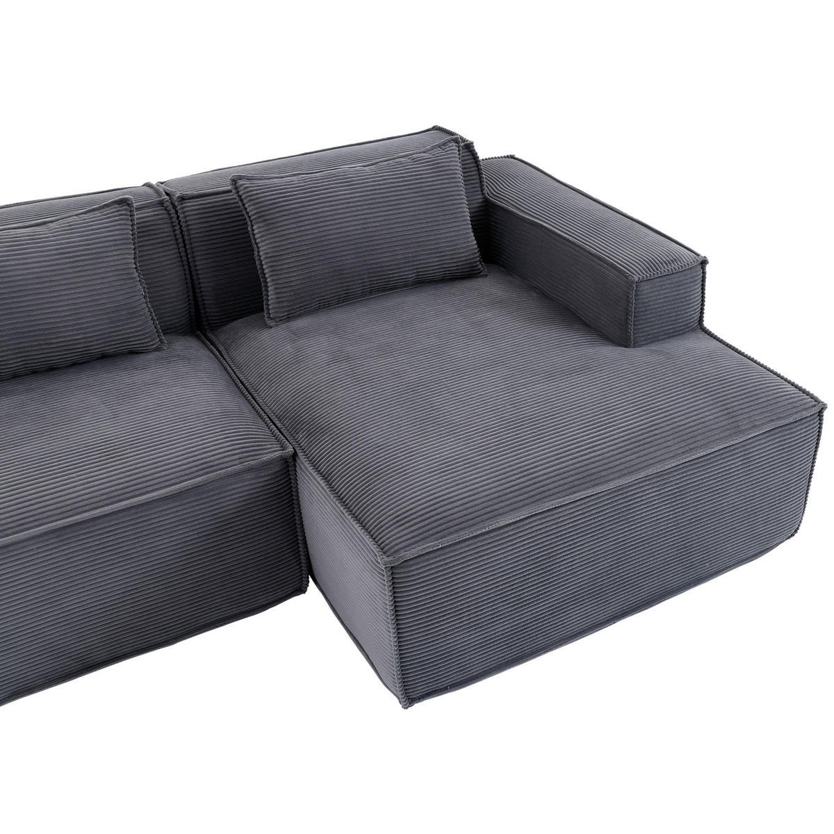 ROHOVÁ POHOVKA čalouněná s taštičkovými pružinami a 2 polštáři - šedá, textil (235/129cm) - Urban Meuble