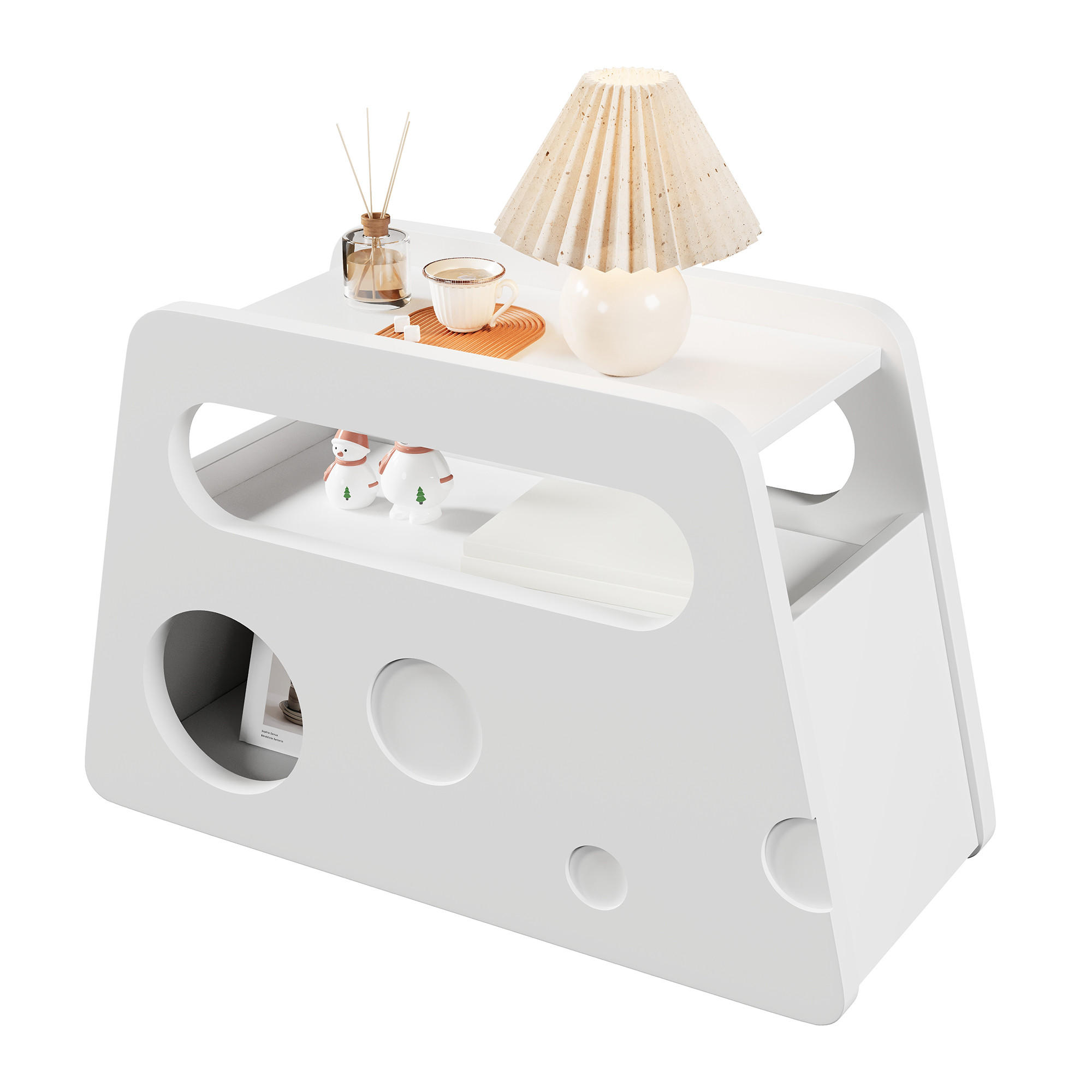 BEISTELLTISCH 81/33/51,5 cm Weiß aus MDF und Spanplatte mit Rollen - Weiß, Holzwerkstoff (81/33/51.5cm) - OKWISH