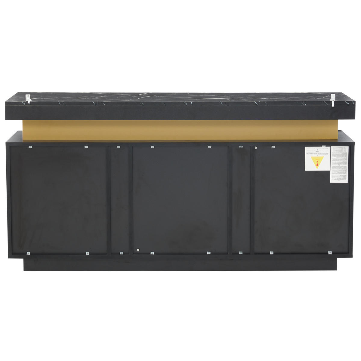 SIDEBOARD aus Spanplatte 140x38x70 cm Schwarz mit Marmoroptik, 3 Türen und verstellbaren Einlegeböden - Schwarz, Holzwerkstoff (140/70/38cm) - IVMEU