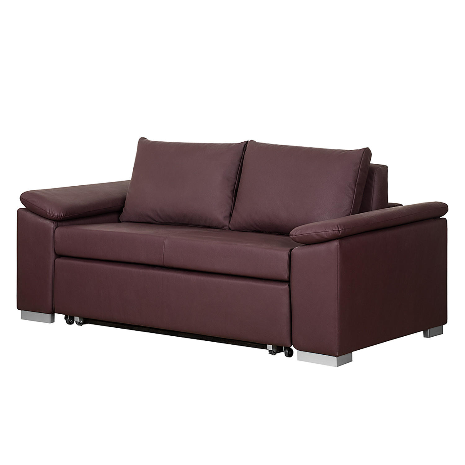 SCHLAFSOFA mit schräger Armlehne - Aubergine, Kunststoff (190/90/90cm) - home24