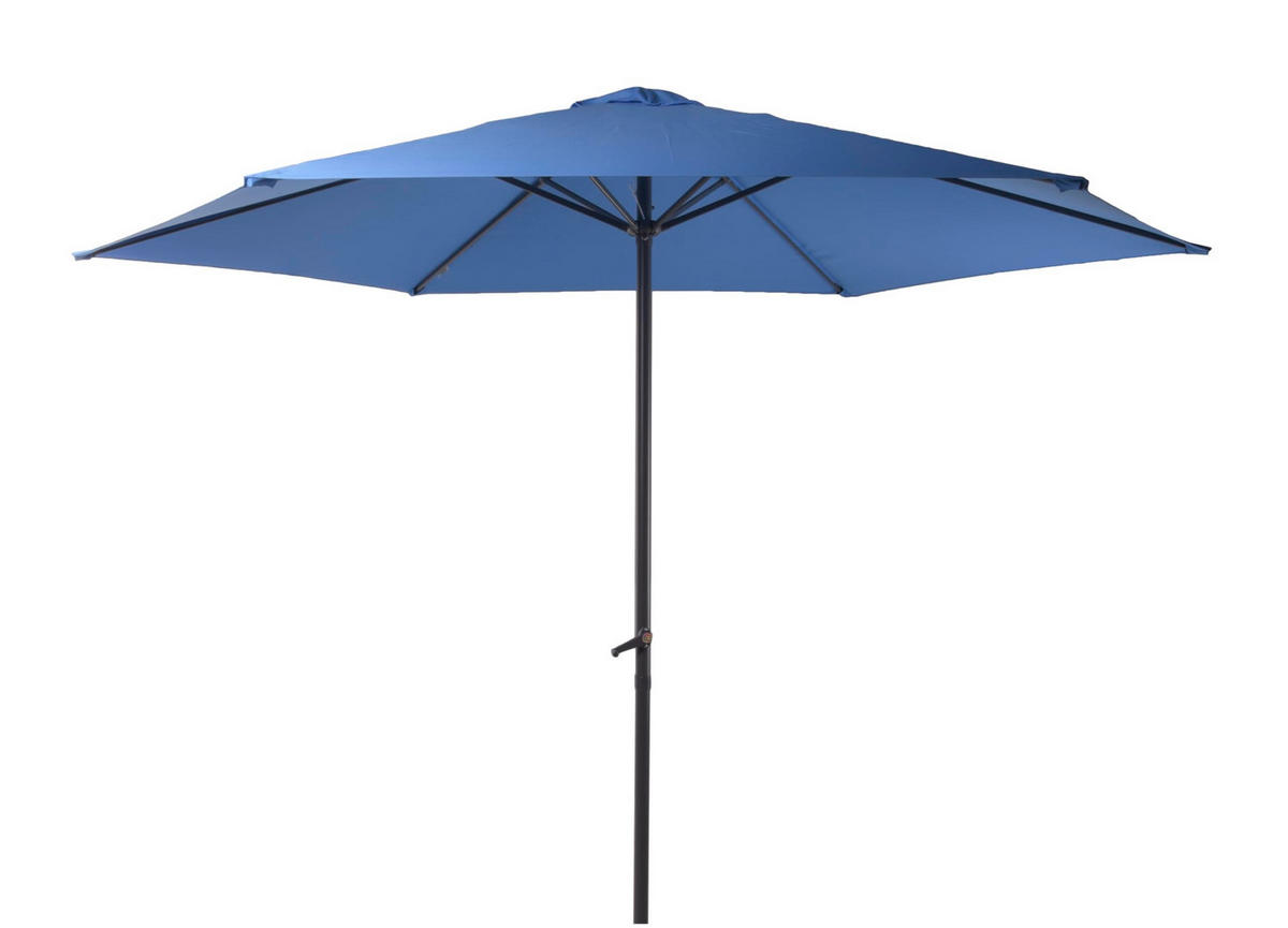 SONNENSCHIRM Thomas Ø 300cm 6 Streben Blau Gartenschirm - Blau, Kunststoff (295/295cm) - DELUKE