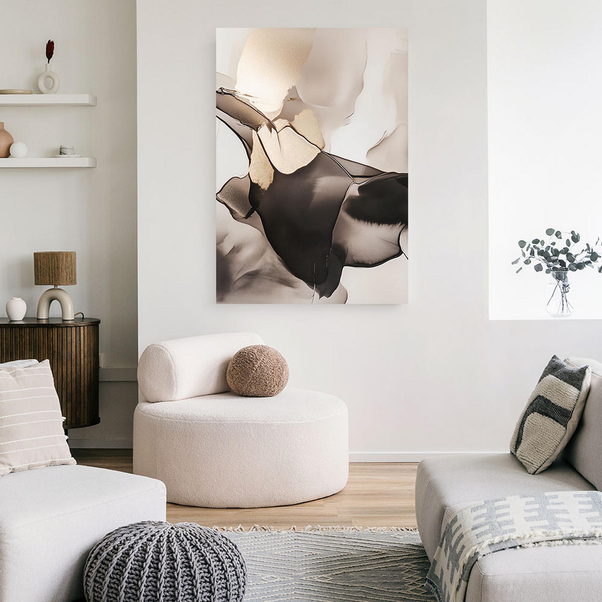 LEINWANDBILD 3D-Abstraktion Beige Braun Modern 60x90cm - Beige, Textil (60/90cm) - Feeby