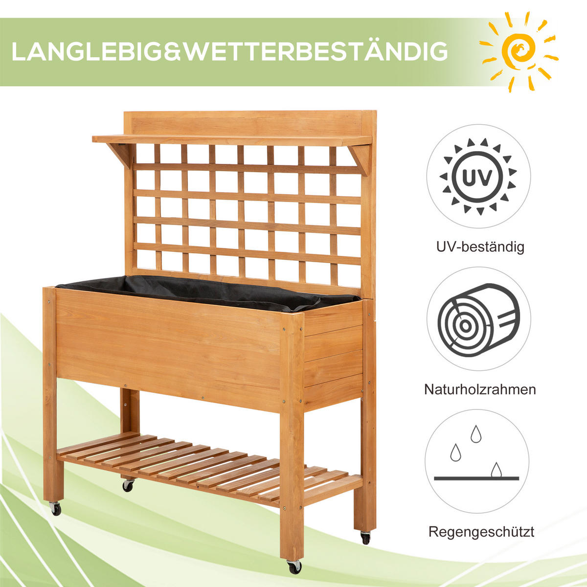 HOCHBEET, Braun, Tanne, nicht gewebter Stoff - Braun, Holz (40/135/105cm) - Outsunny