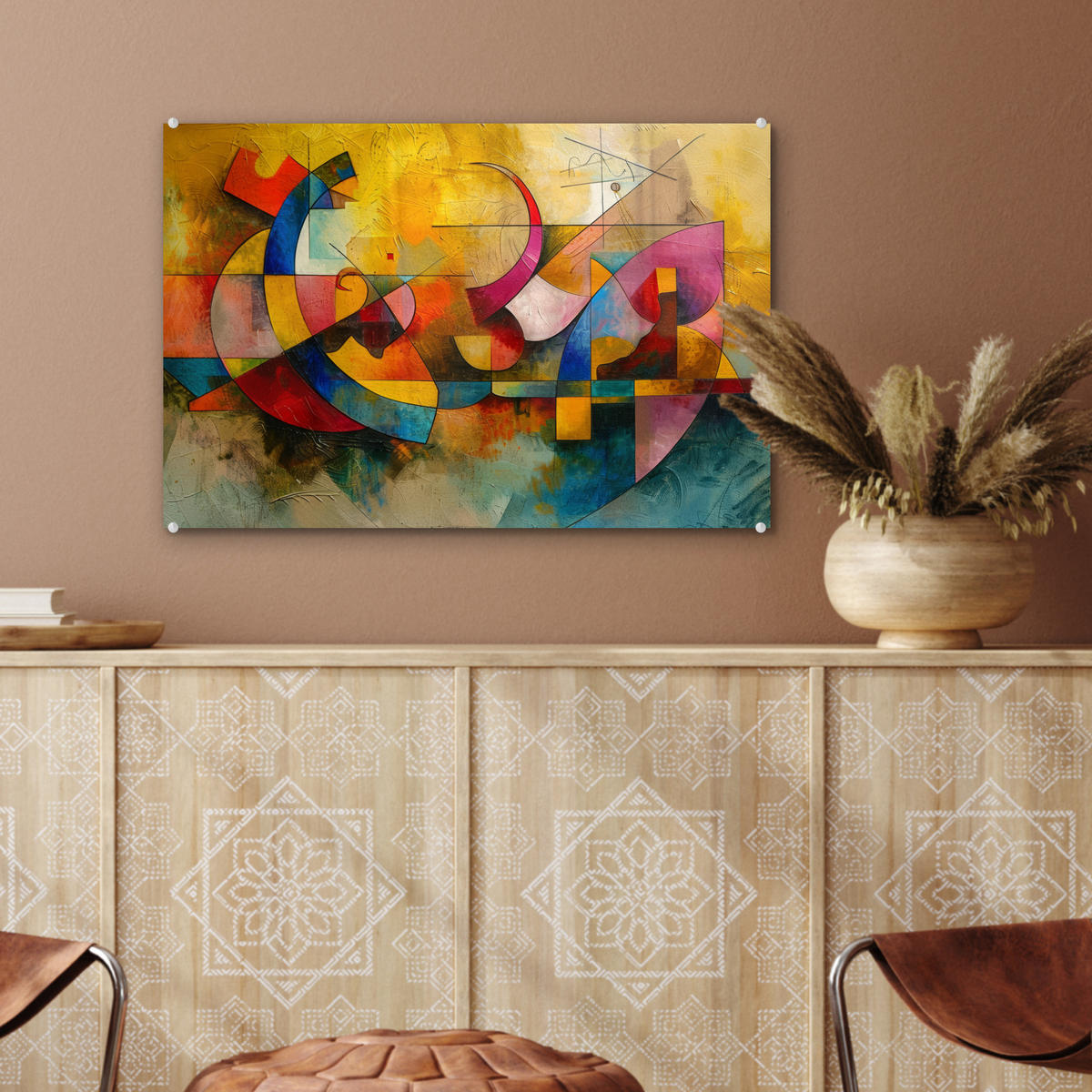 ACRYLGLASBILD Kunst - Abstrakt - Modern 60x40 cm - Gelb, Glas (60/40cm) - MuchoWow