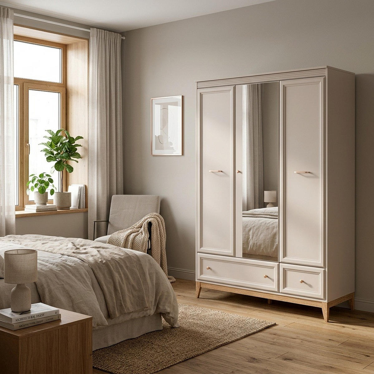 KLEIDERSCHRANK Windsor W-15 135,5 x 193 x 54,5 cm Kaschmir - Kaschmir/Eichefarben, Eichenholz/Holzwerkstoff (135.5/193/54.5cm) - Koseto