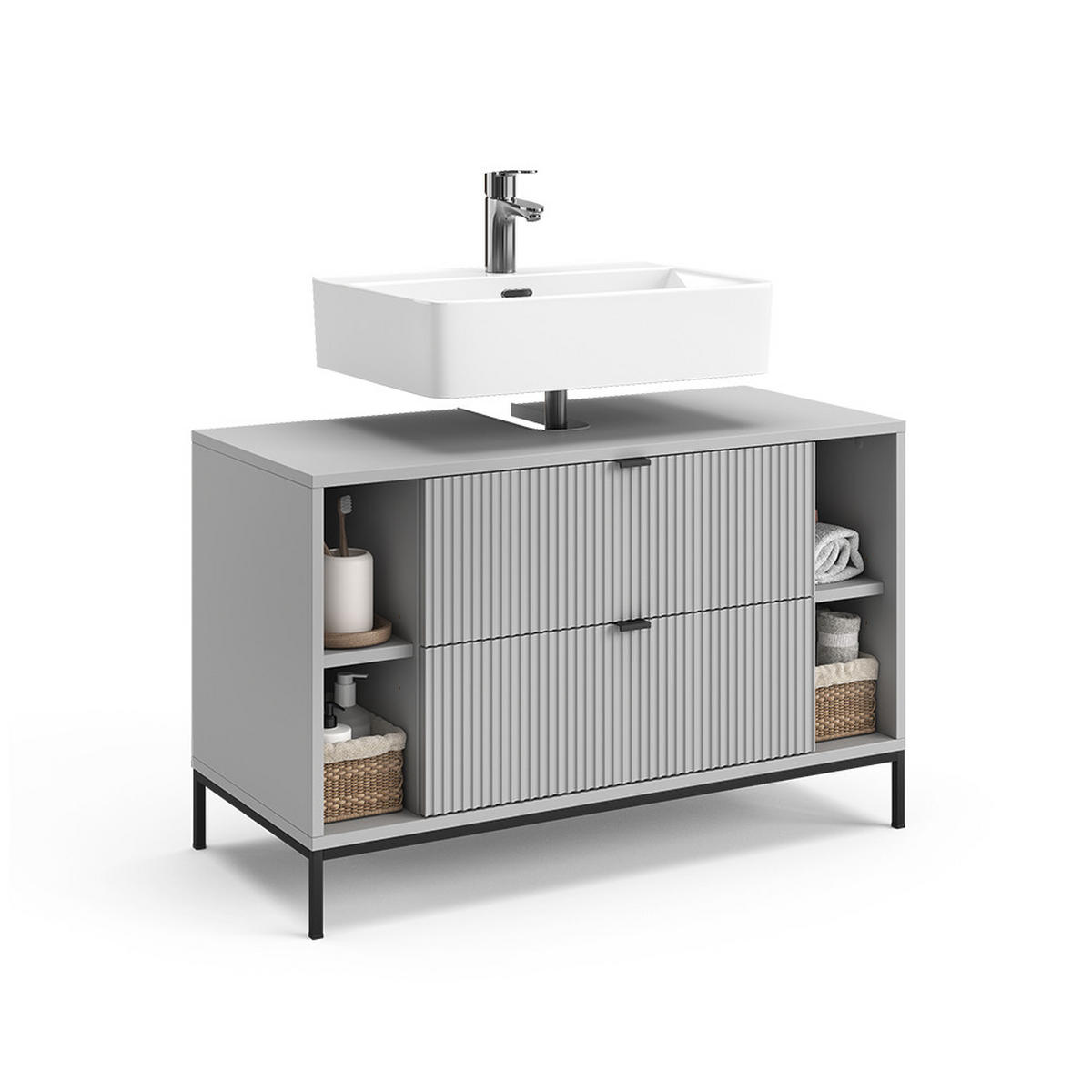 DOLNÍ SKŘÍŇKA POD DŘEZ Eliza Šedá - šedá, kompozitní dřevo (100/63/45.1cm) - Vicco