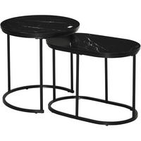 COUCHTISCH Ø50/50.5 cm und 60/36/43.5 cm schwarz aus Stahl und MDF stapelbar - Schwarz, Metall (50/50/50.5cm) - OKMYHOME