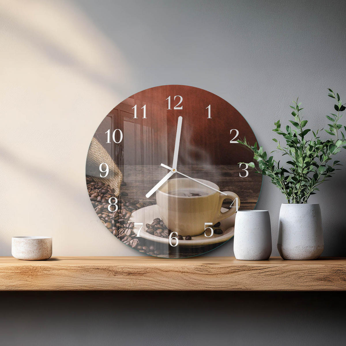 WANDUHR fi30 cm - Kaffee - Braun, Glas (30/30/0.4cm) - TULUP