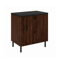 BADEZIMMERSCHRANK: Nusseiche / Platte Schwarz / Griffe Schwarz / Beine Schwarz, 60 x 46 x 73,6 cm - Eichefarben/Schwarz, Holzwerkstoff (60/73.6/46cm) - 3XE LIVING