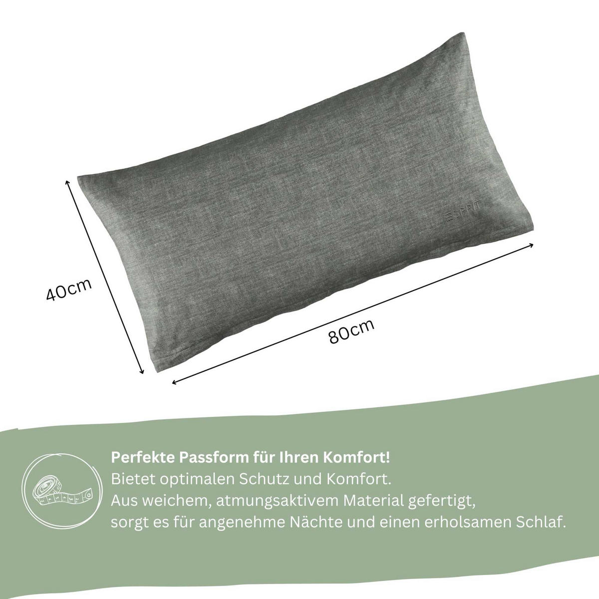 RENFORCÉ KISSENBEZÜGE HARP - Anthrazit, Textil (40/80cm) - Esprit