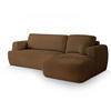 ECKSOFA SENTI N R-S Braun Boucle-Stoff mit Schlaffunktion - Braun, Holz (246/148cm) - MASSENO