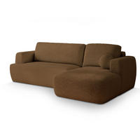 ECKSOFA SENTI N R-S Braun Boucle-Stoff mit Schlaffunktion - Braun, Holz (246/148cm) - MASSENO