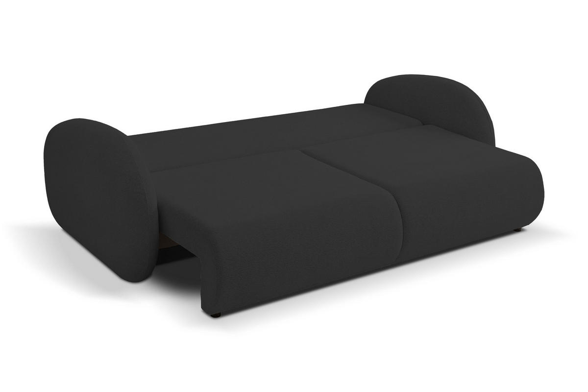 SOFA LOOP Schlaffunktion & Bettkasten PUR-Schaum Schwarze Kunststofffüße skandinavischer Stil lose Rückenkissen freistehend 234x112x86 cm Black - Schwarz, Holz/Textil (234/86/112cm) - DomoHome