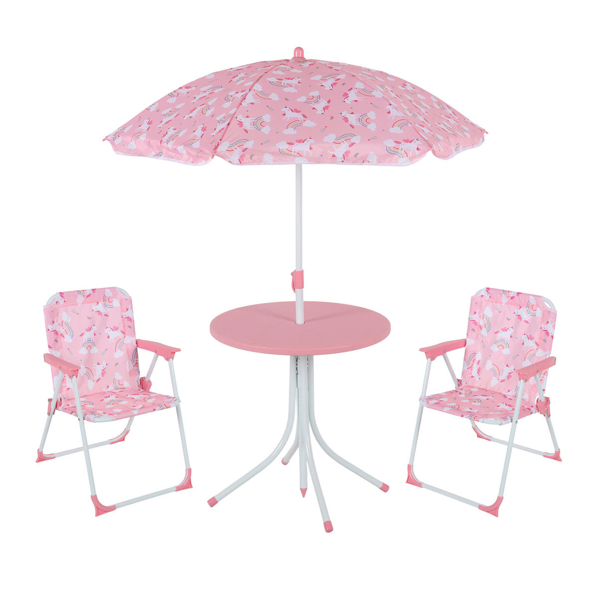 DĚTSKÁ sedací skupina pro kempování - růžová, kov/textil (100/126/100cm) - Relaxdays