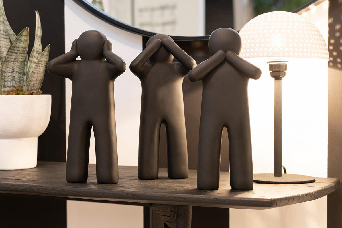 FIGUR P'TIT MAURICE - Polyresin - Schwarz - S - 3er Set - Schwarz, Glas/Naturmaterialien (7/30/15cm) - J-Line