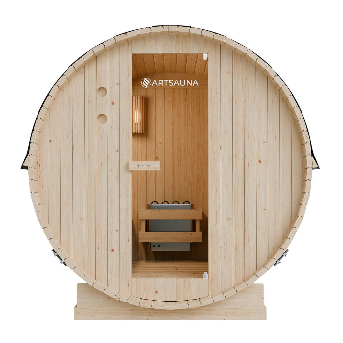 FASSSAUNA Spitzbergen 180 cm mit 6 kW Saunaofen (4 Personen) - Naturfarben, Holz (191/193/180cm) - Artsauna