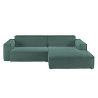 ECKSOFA SAMU Grün Cord - Schwarz/Grün, Textil (276/168cm) - KAWOLA