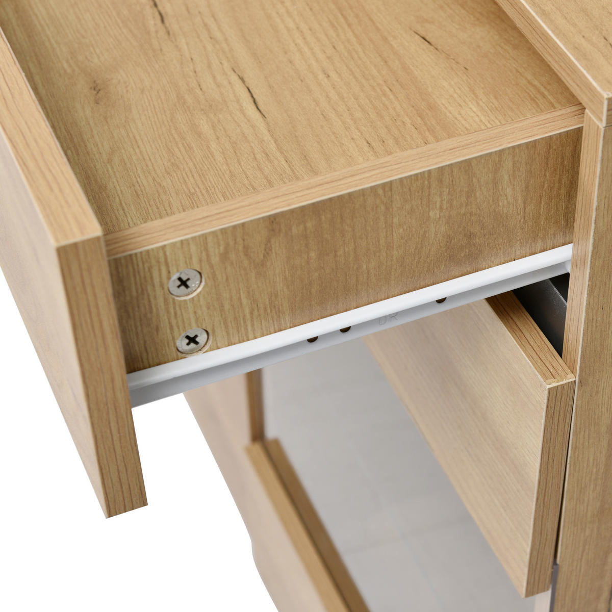 SIDEBOARD mit LED-Beleuchtung und Kabelführung, 140/35/35 cm - Eiche San Remo, Glas/Holzwerkstoff (140/80/35cm) - Urban Meuble