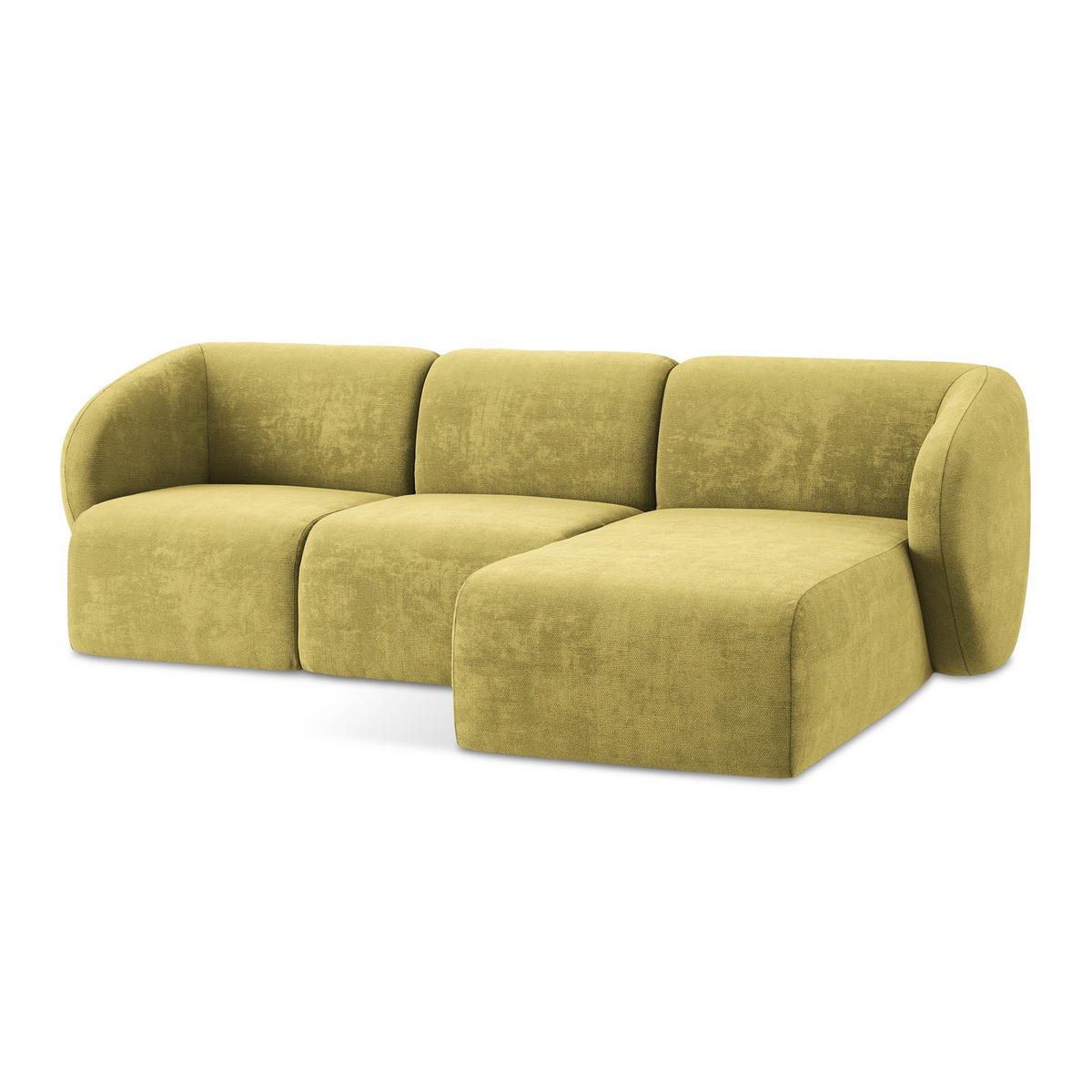 ECKSOFA Rechts Chenille Stoff Grün - Limette/Schwarz, Holzwerkstoff/Kunststoff (248/166cm) - LaMiaSofa