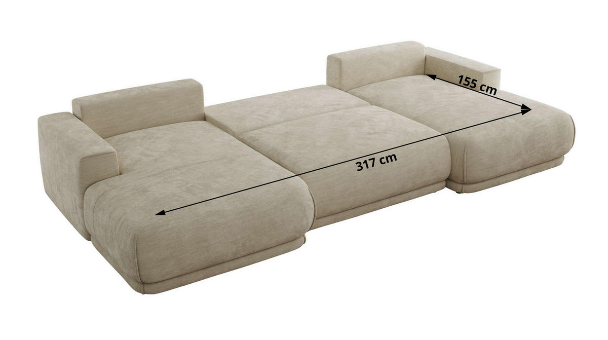SEDACIA SÚPRAVA RINA U Béžová Hladký ženil - čierna/béžová, textil/plast (360/85/170cm) - MKS